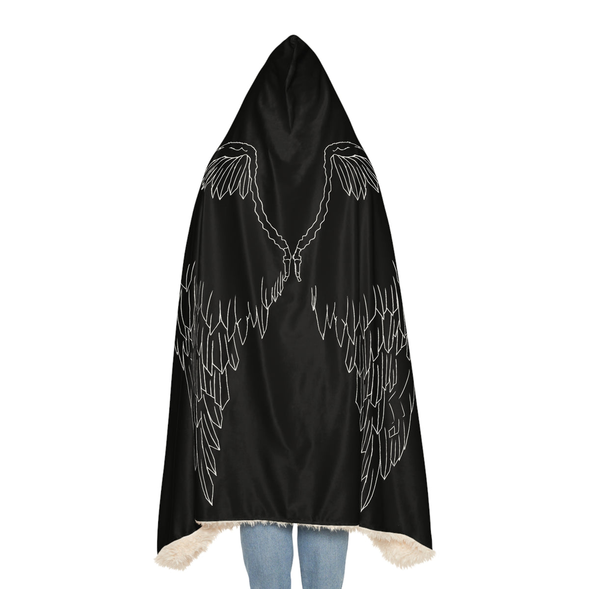 Angel Wings Hooded Blanket – Black Snuggle Blanket with angel wings