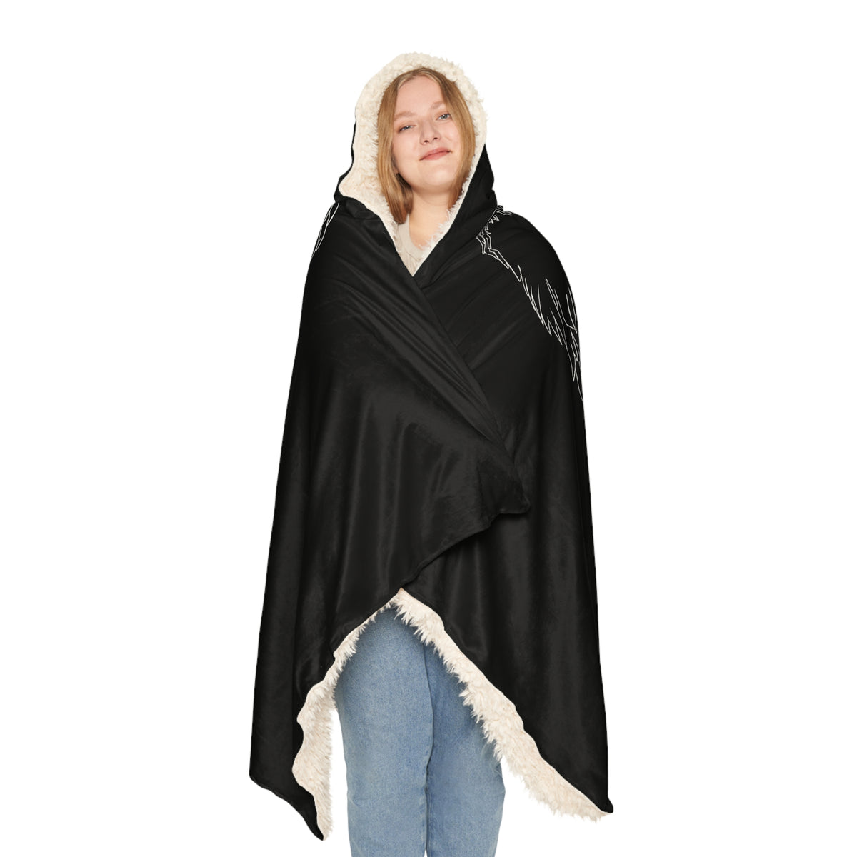 Angel Wings Hooded Blanket – Black Snuggle Blanket with angel wings