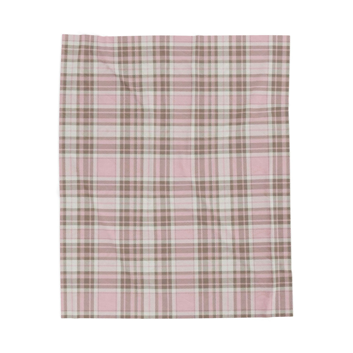 Plush Blanket - Pink Brown Plaid Velveteen Throw