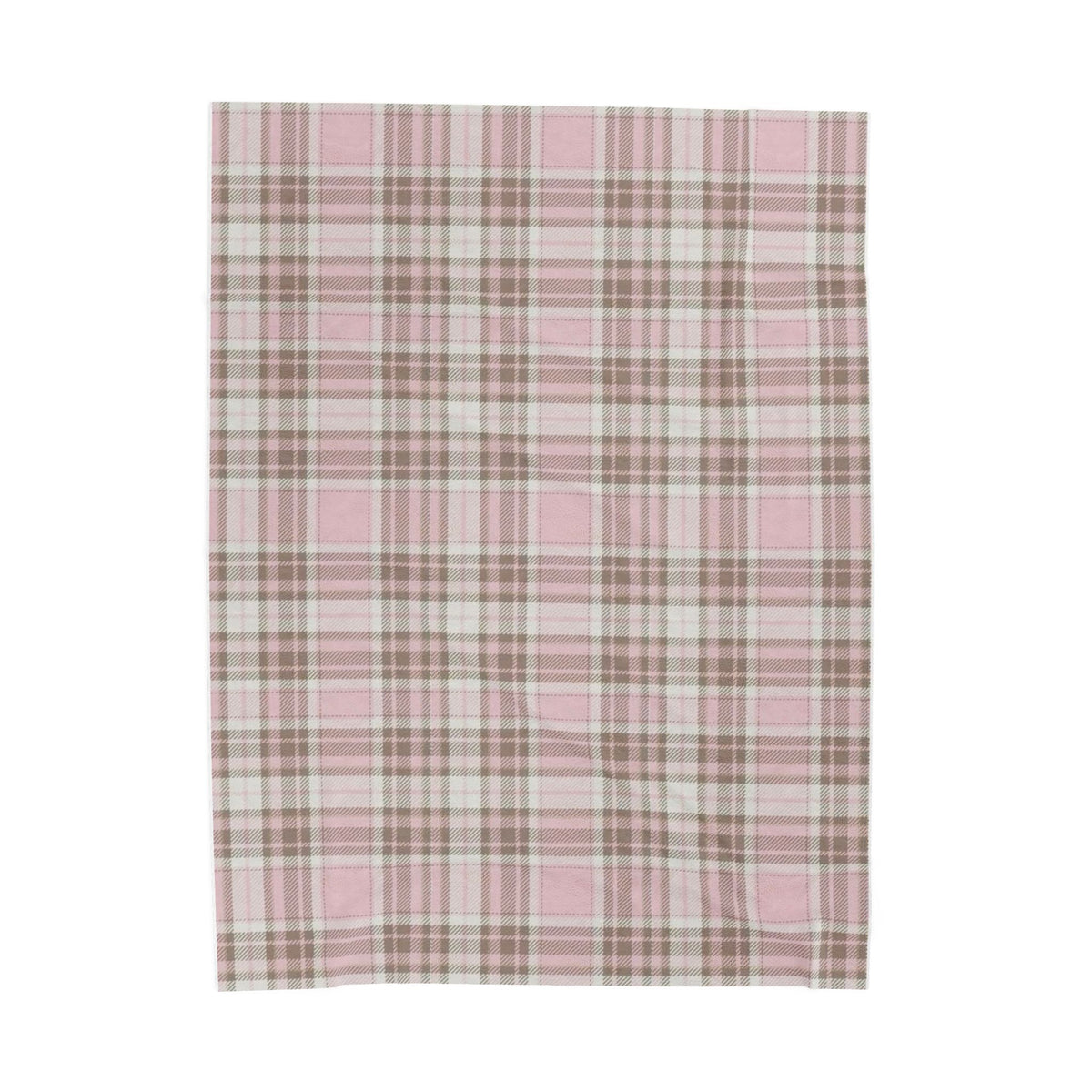 Plush Blanket - Pink Brown Plaid Velveteen Throw