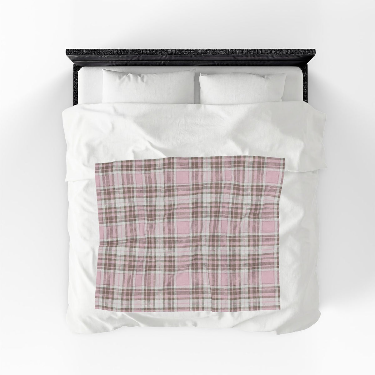 Plush Blanket - Pink Brown Plaid Velveteen Throw