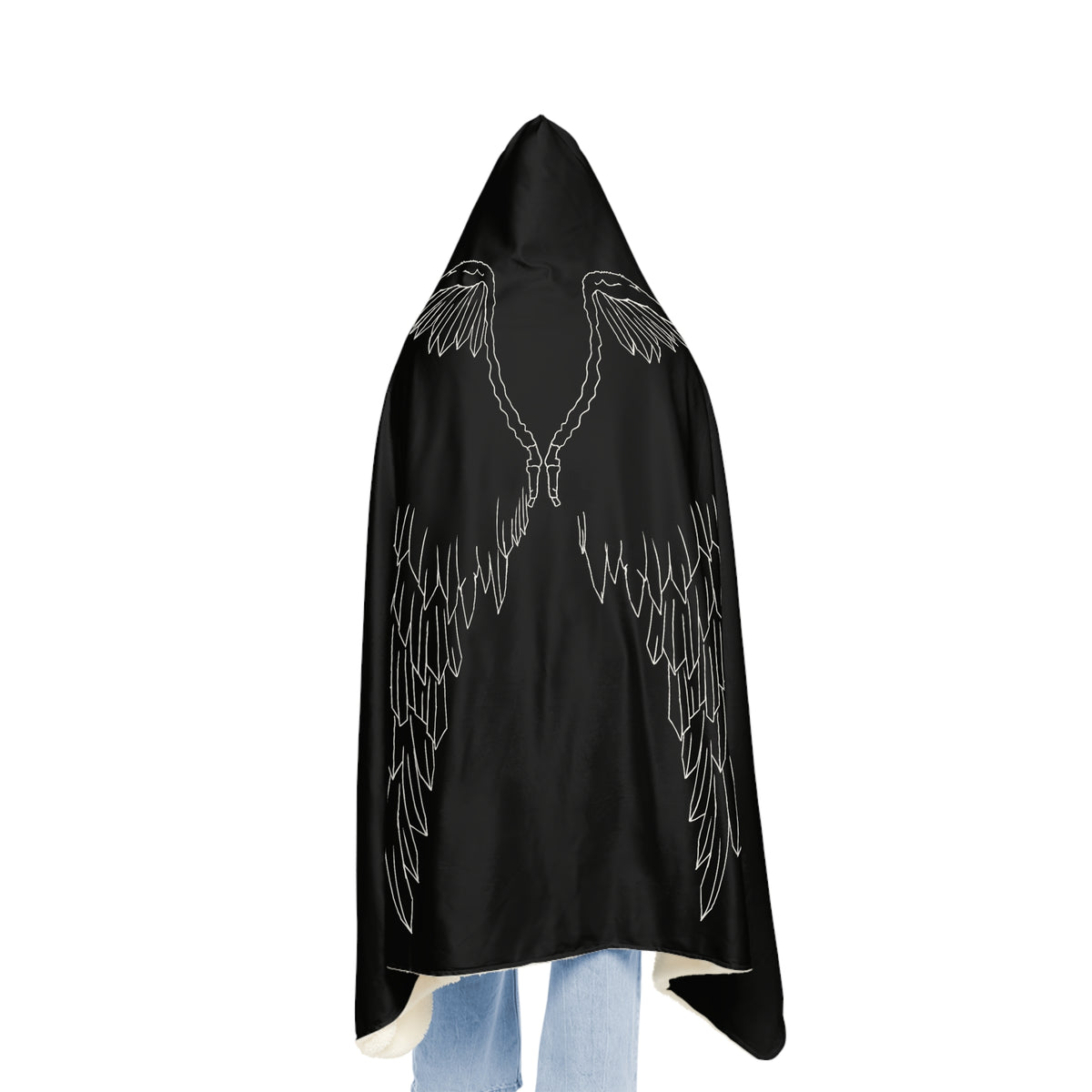 Angel Wings Hooded Blanket – Black Snuggle Blanket with angel wings