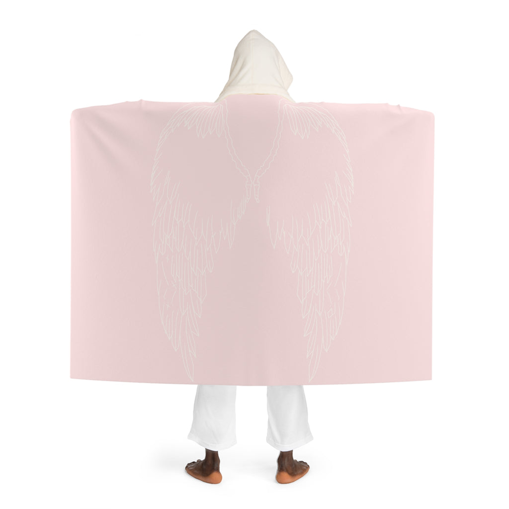 Angel wing Hooded Sherpa Blanket - Cozy Pink Fleece Wrap with Plush Lining