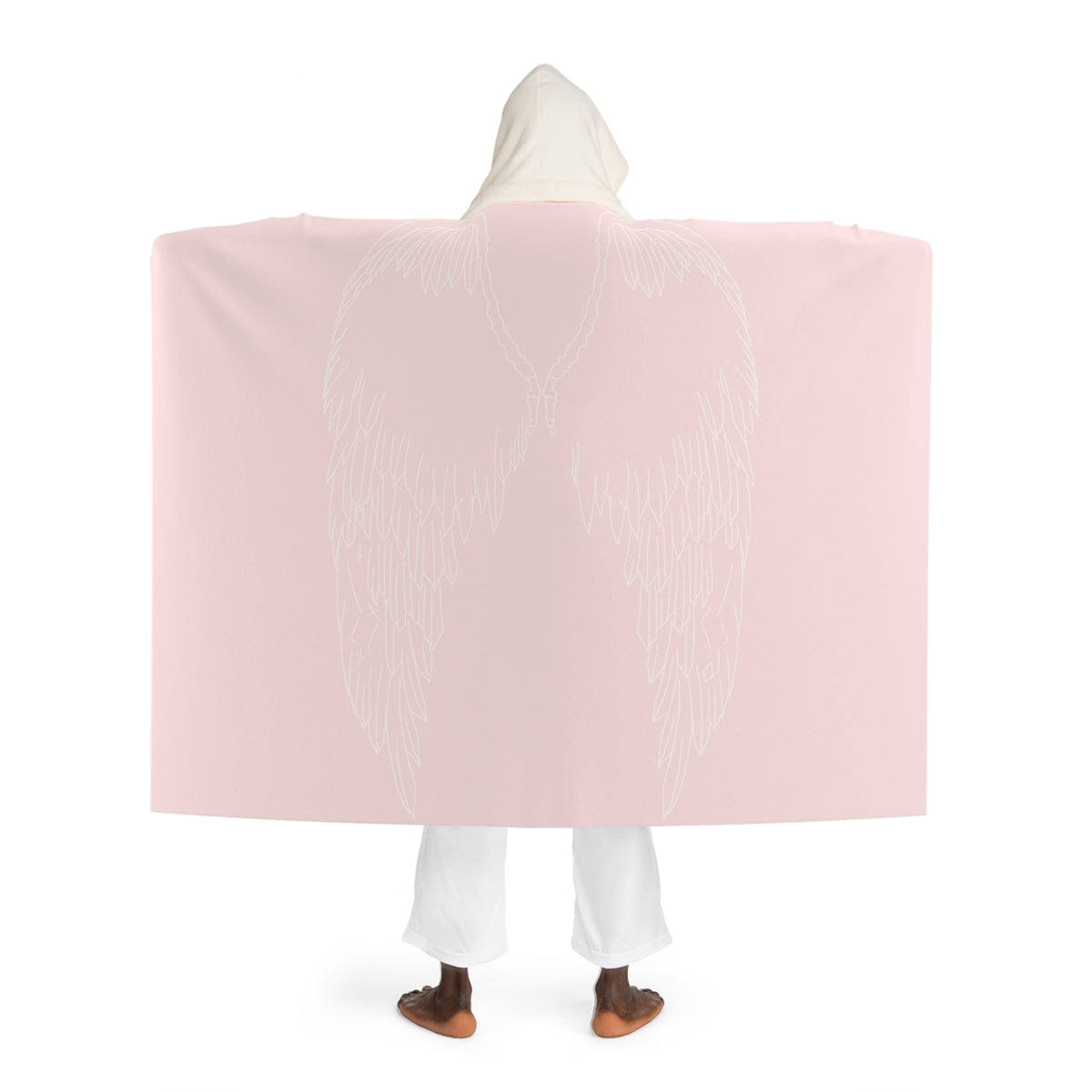 Angel wing Hooded Sherpa Blanket - Cozy Pink Fleece Wrap with Plush Lining
