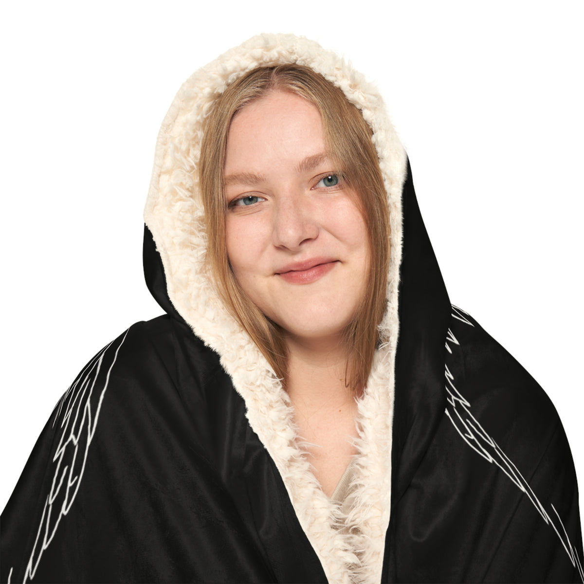 Angel Wings Hooded Blanket – Black Snuggle Blanket with angel wings