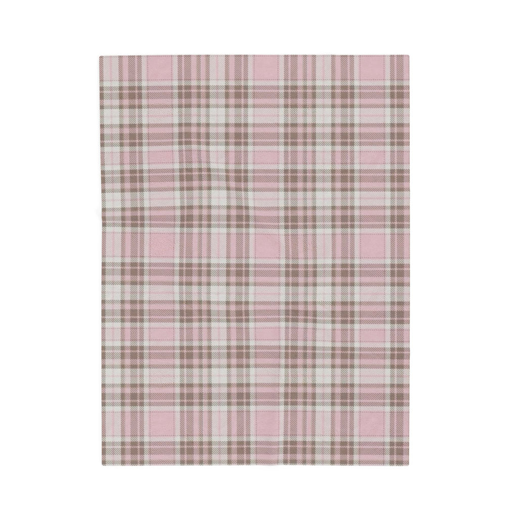 Plush Blanket - Pink Brown Plaid Velveteen Throw
