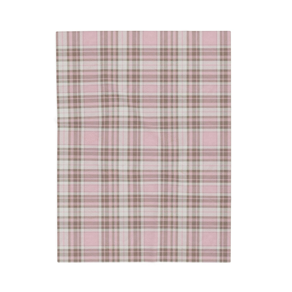 Plush Blanket - Pink Brown Plaid Velveteen Throw