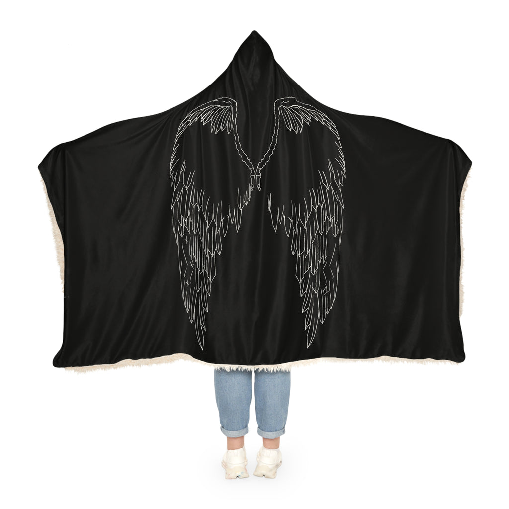 Angel Wings Hooded Blanket – Black Snuggle Blanket with angel wings