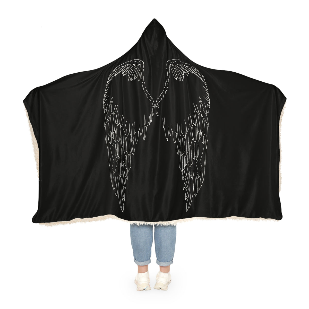 Angel Wings Hooded Blanket – Black Snuggle Blanket with angel wings