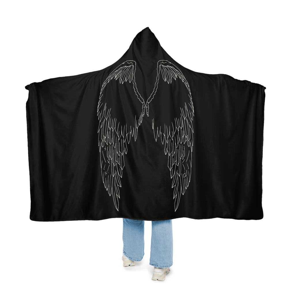 Angel Wings Hooded Blanket – Black Snuggle Blanket with angel wings