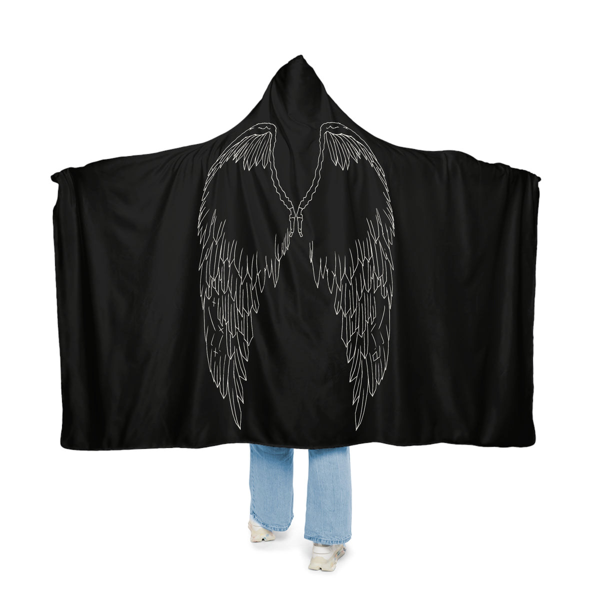 Angel Wings Hooded Blanket – Black Snuggle Blanket with angel wings